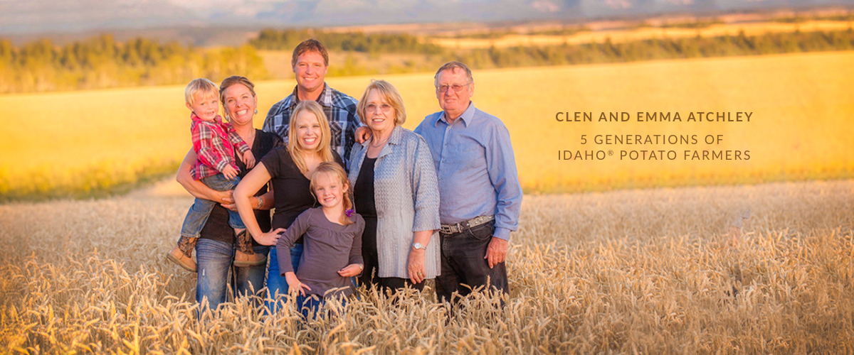 Clen and Emma Atchley Family. 5 Generations of Idaho® Potato Farmers.