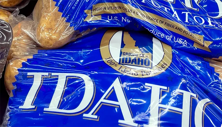 Bag of potatoes with the official seal