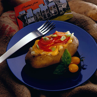 Baked Idaho® Potatoes with Red Pepper & Cheddar Cheese 