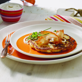 Boxty Potato Cakes with Cured Trout and Whiskey Horseradish Cream