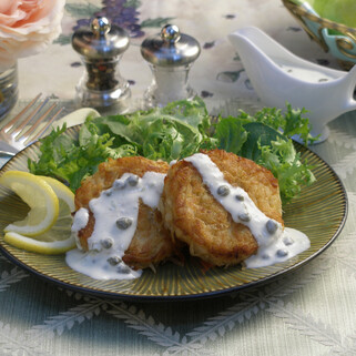 Idaho® Potato Crab Cakes with Caper Lime Sauce