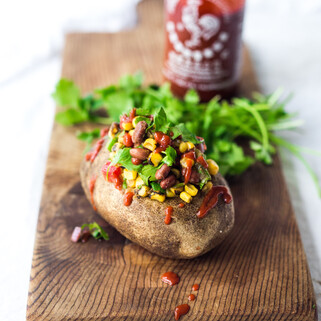 Baked Potato with Roasted Corn and Black Bean Relish