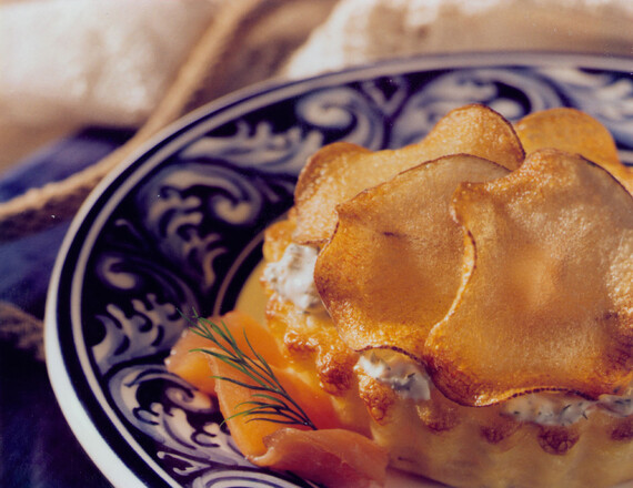 Warm Potato Tarts With Smoked Salmon And Dill Créme Frache
