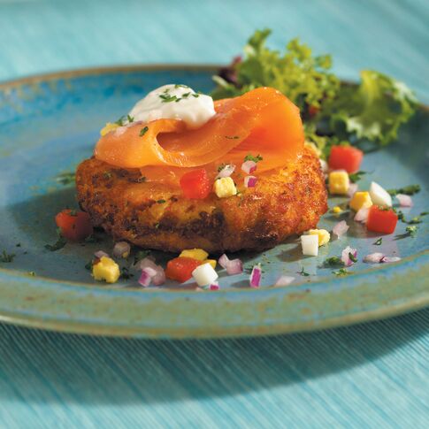 Smoked Coho Salmon on Idaho® Baked Potato Cake