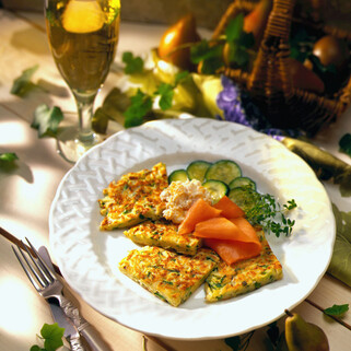 Grated Zucchini - Idaho® Potato Pancakes with Smoked Salmon and Apricot - Horseradish Sauce