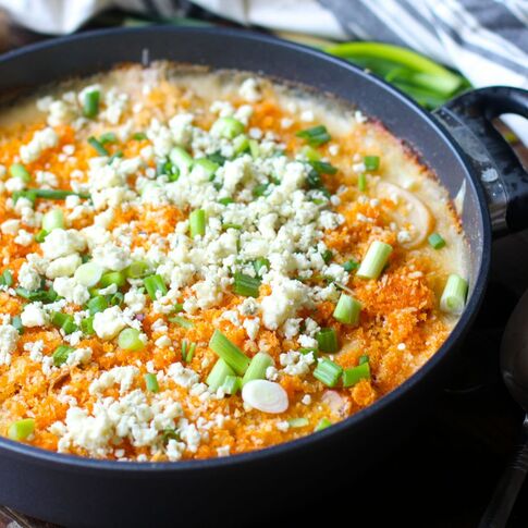 Beer Blue Cheese Sideline Au Gratin with Crispy Buffalo Crust