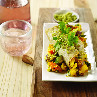 Masala Dosa: South Indian Crepe Stuffed With Turmeric Potatoes With Sambhar And Coconut Chutney