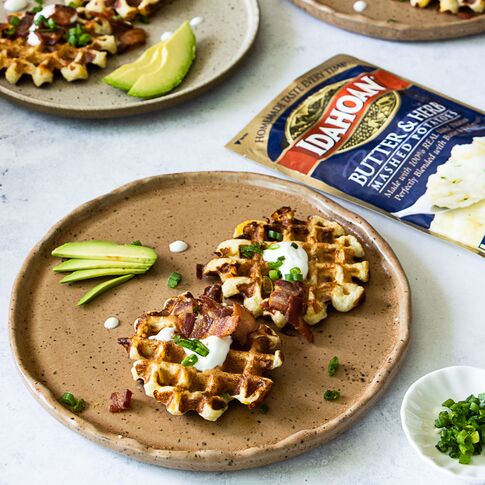 Mashed Potato Cheddar Waffles