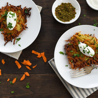 Spiced Idaho® Potato & Carrot Latkes 