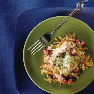 Hash Brown Casserole With Ham, Leeks, Pepper Jack Cheese
