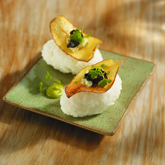 La Ratte Potato Chip on Sushi