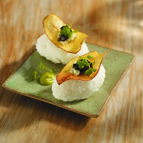 La Ratte Potato Chip on Sushi