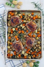 Maple and Rosemary Glazed Chicken and Fall Veggies Sheet Pan Dinner
