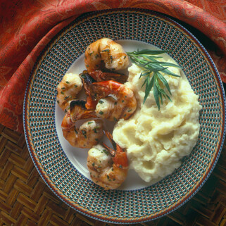 Garlic Mashed Potatoes and Grilled Garlic Shrimp
