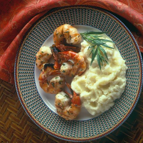 Garlic Mashed Potatoes and Grilled Garlic Shrimp