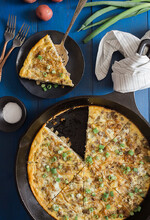 Sausage & Caramelized Onion Quiche with Hash Brown Crust