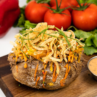 Stuffed Idaho® Potato with Smoked Brisket and Litehouse® BBQ Ranch