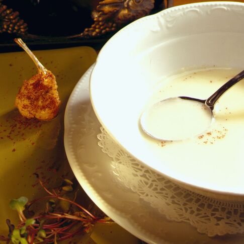 Creamless Potato Soup With Frog Legs and Sumac Berry