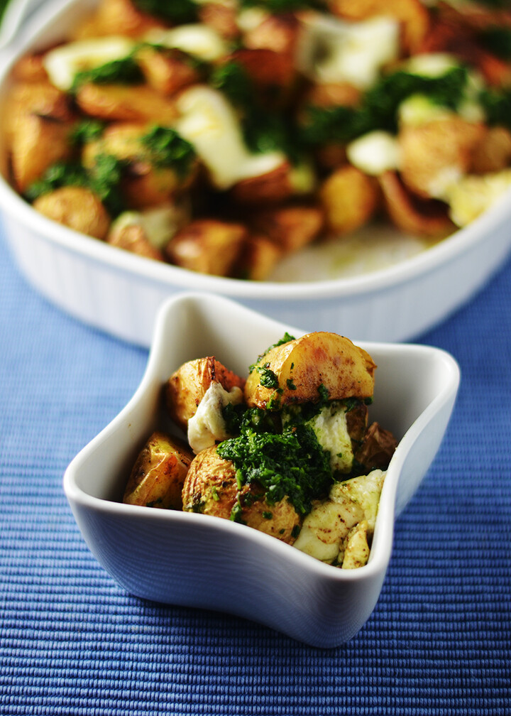 Indian Spiced Roasted Potatoes With Green Chutney