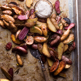 Lemon Roasted Fingerling Potatoes with Garlic & Lemon Aioli