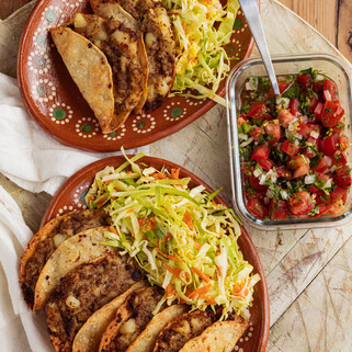 Crispy Potato & Sausage Tacos With Quick Curtido Slaw