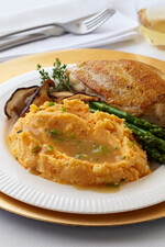 Chicken Breast with Shiitake Mushroom Sauce and Carrot-Thyme Crushed Idaho® Potatoes