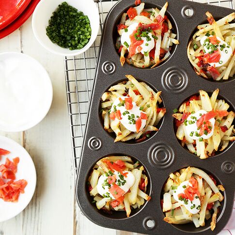 Idaho® Potato Muffins With Smoked Salmon, Chives and Sour Cream