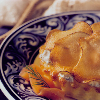 Warm Potato Tarts With Smoked Salmon And Dill Créme Frache