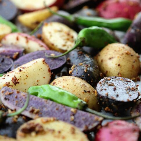 Fingerling Potatoes with Shishito Peppers and Asian Spices