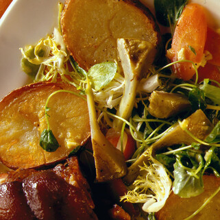 Salad of Artichoke and Potato with Barigoule Vinaigrette, Ham Hock and Garlic Aioli