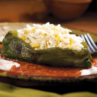 Cauliflower and Goat Cheese Chile Relleno