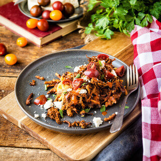 Dos Caminos Carnitas and Potato Hash Cakes