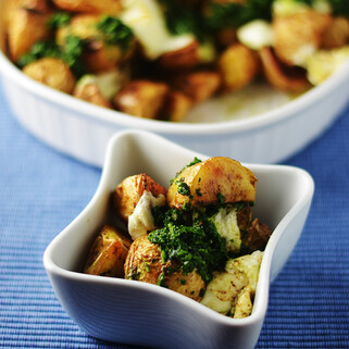 Indian Spiced Roasted Potatoes With Green Chutney
