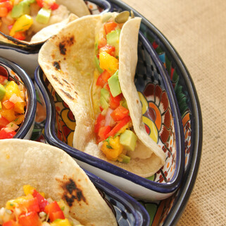 Slow Cooker Potato Tacos with Avocado Mango Salsa