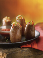 Andouille & Ramp Stuffed Idaho® Fingerling Potatoes with Sweet/Hot Red Pepper Sauce