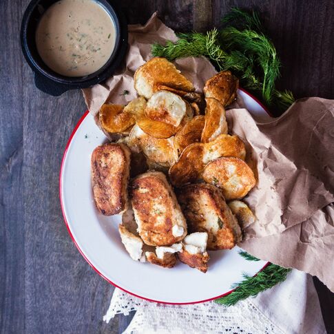 Dill & Idaho® Potato Crusted Baked Fish and Chips