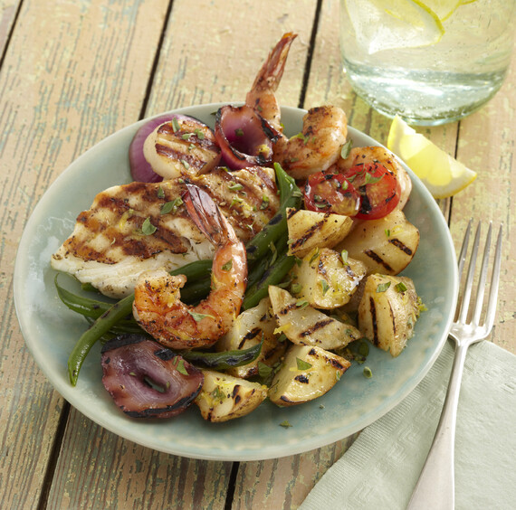 Mediterranean Grilled Idaho® Potato Salad with Seafood
