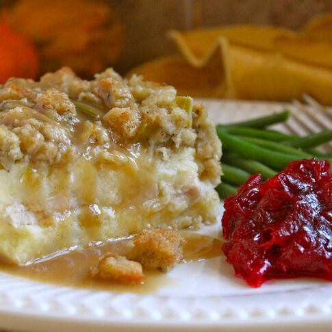 Genius Potato, Turkey and Stuffing Layered Leftovers