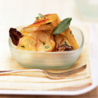 Baker's-Style Idaho® Potatoes with Morels and Sweet Onions