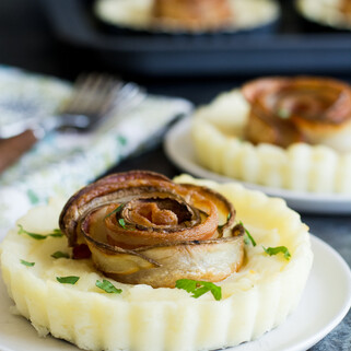 Mashed Potato Pie with Potato Bacon Roses