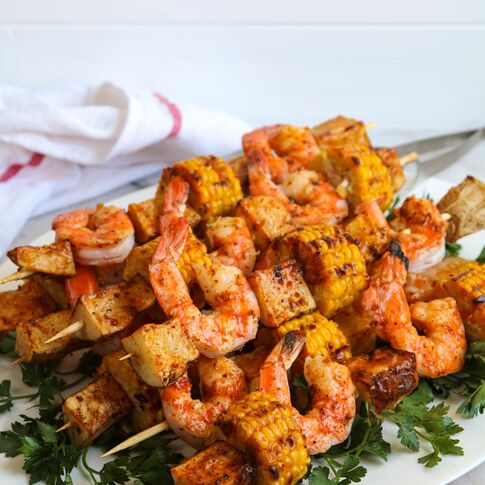 Grilled Cajun Shrimp and Potato Skewers