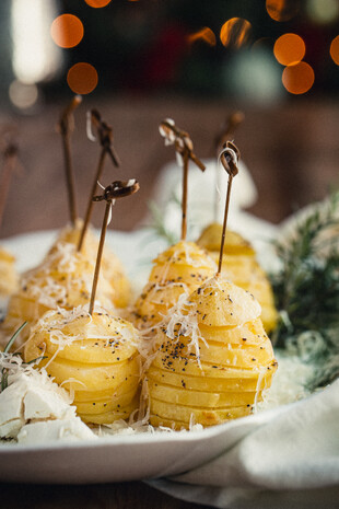 Roasted Potato Trees with Loads of Cheesy Snow 