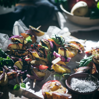 Grilled Potato and Peach Kabobs