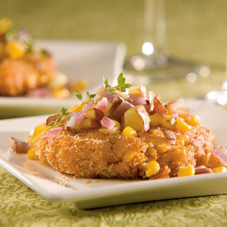 New England Clam Bake Cakes with All-American Idaho® Potato Relish