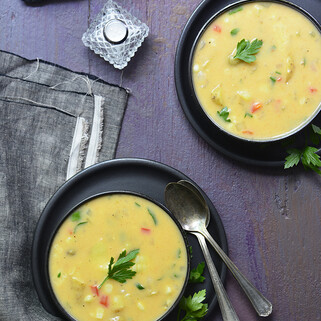 Smoky Idaho® Fingerling Potato and Cheddar Chowder