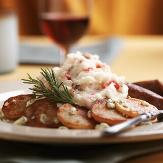 Golden Coins Topped with Country Mashed Idaho® Potatoes