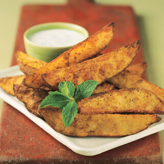 Curry Roasted Idaho® Potato Wedges with Raita 