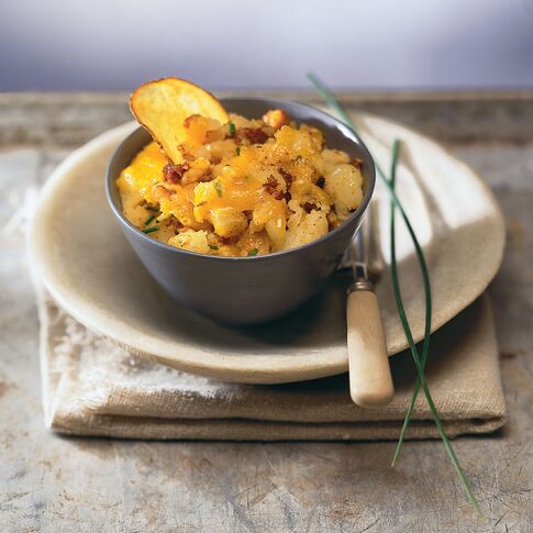 Smashed Idaho® Potatoes with Chorizo