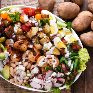 Mega Chopped Salad with Shrimp and Roasted Potatoes
