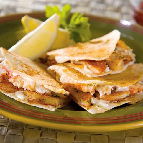 Idaho Yellow Finn and Lobster Quesadillas with Hot Smoked Paprika and Manchego 